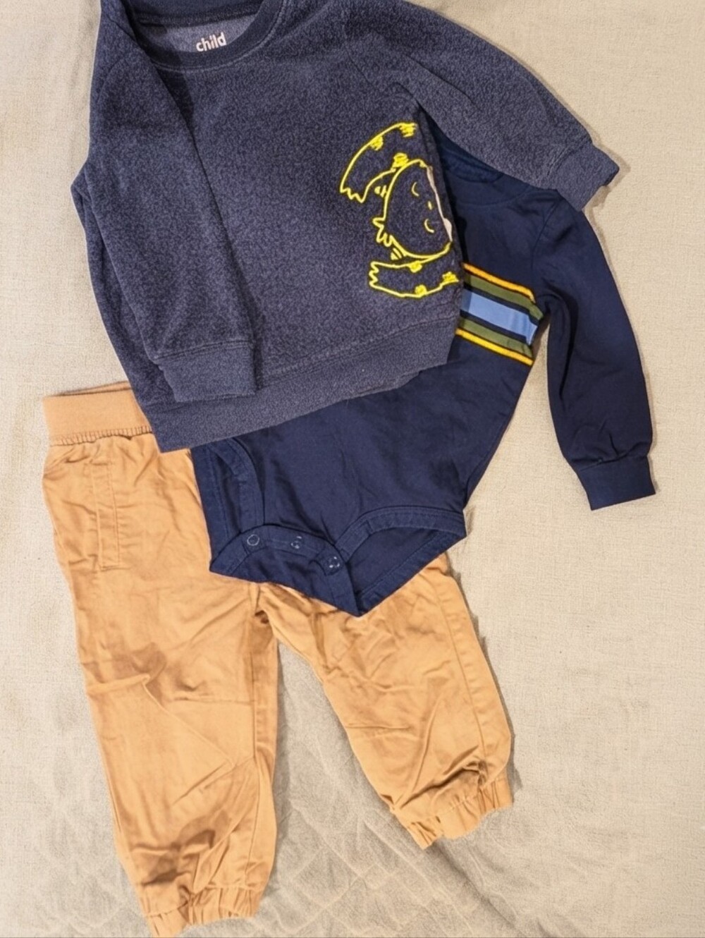 12M Navy and Tan Kids Bottoms Set